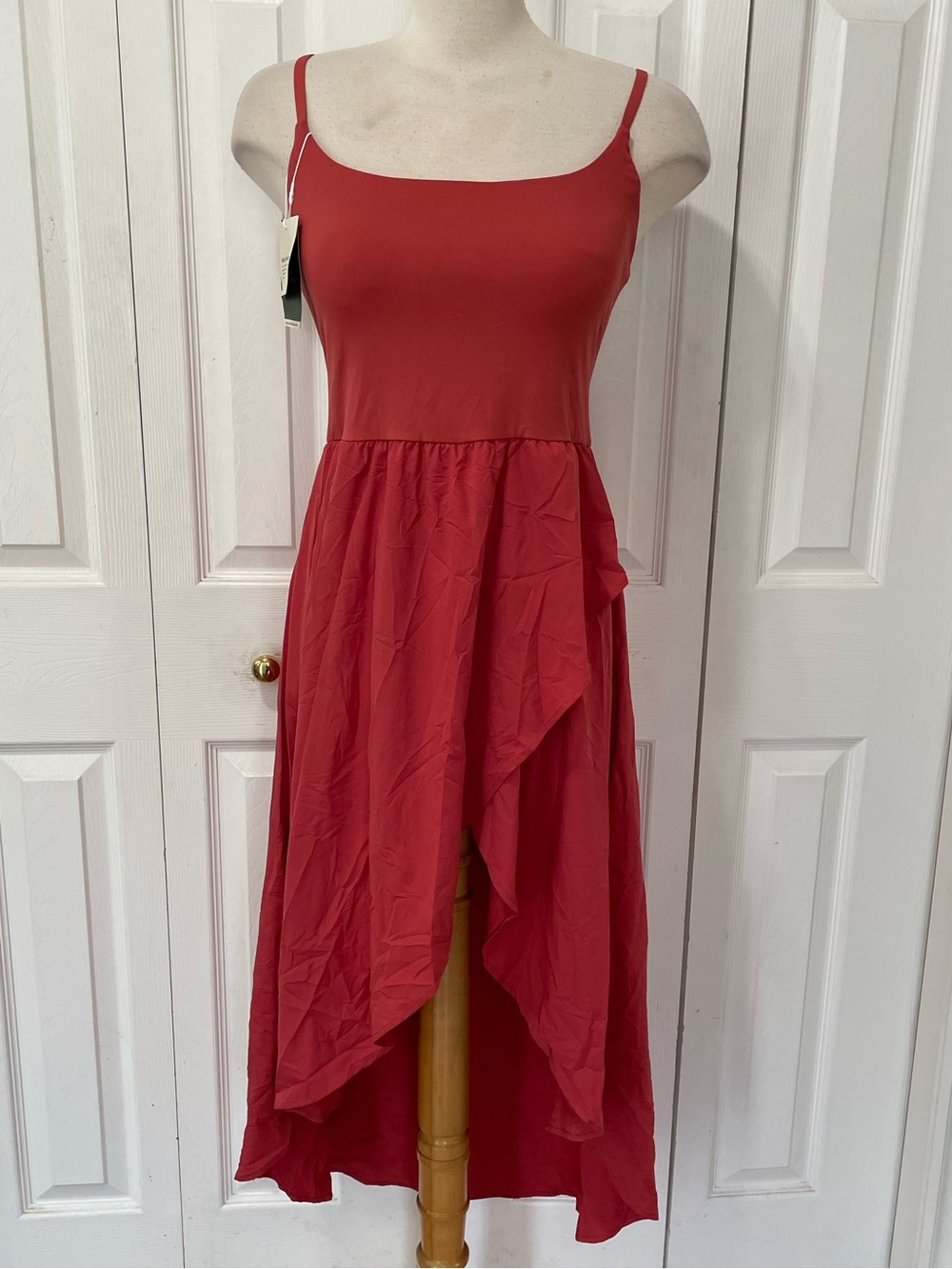HALARA Red Spaghetti-Strap High-Low Dress